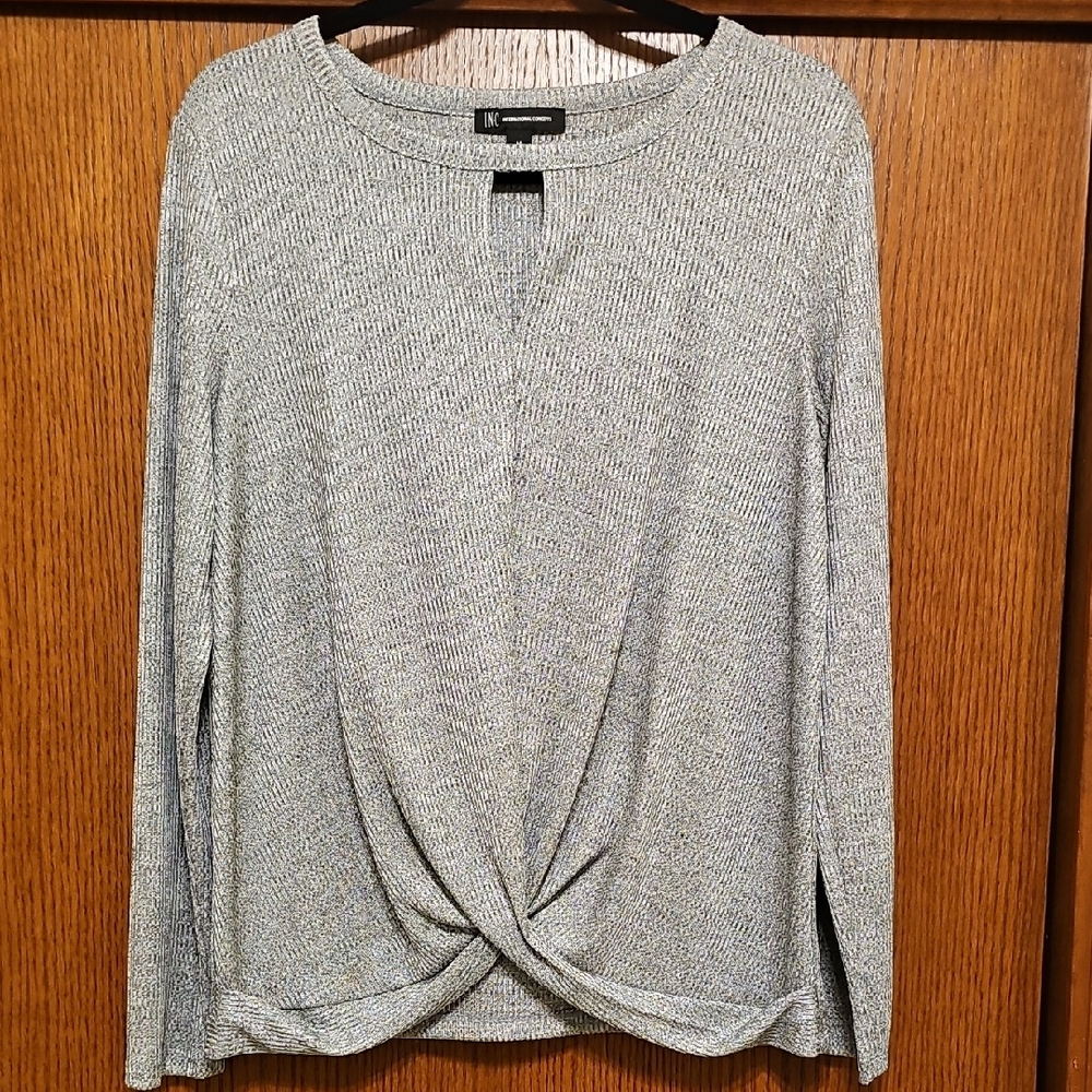 INC International Concepts Silver Twist Front Top